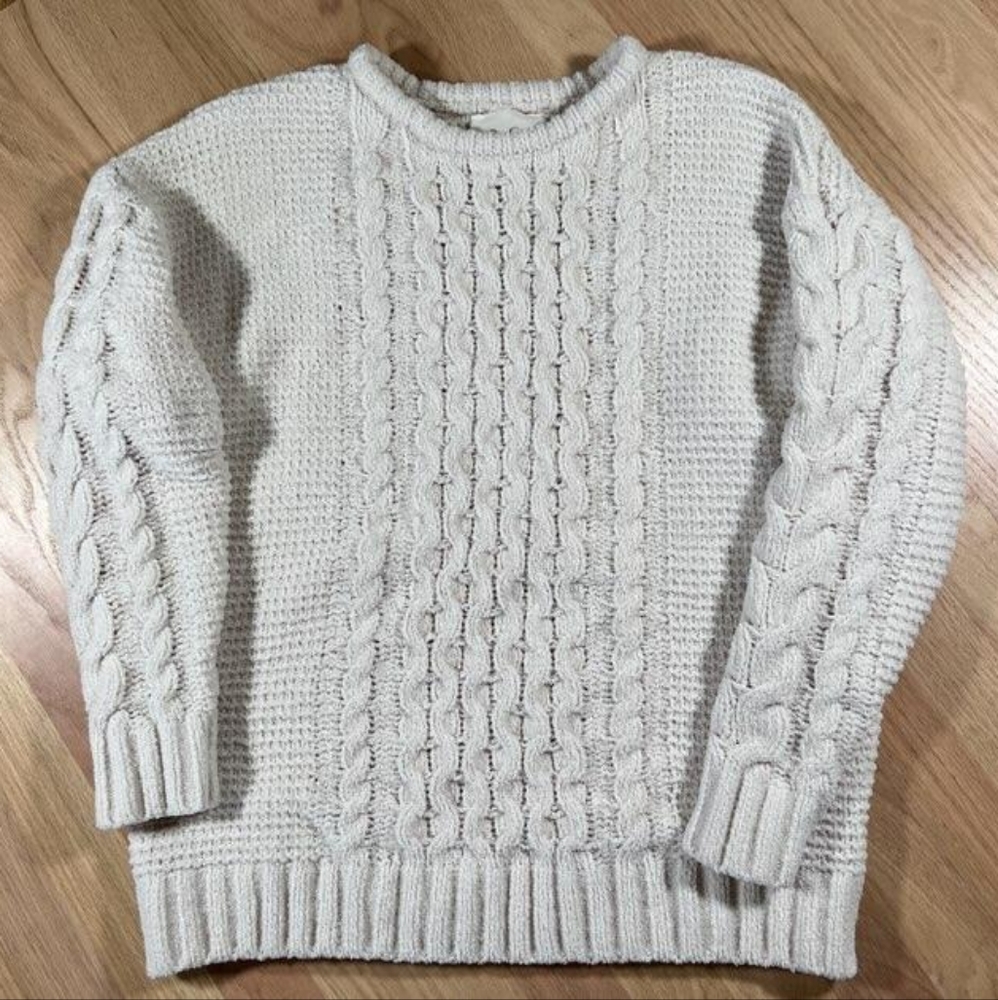 Jessica Simpson Chenille Twist Cable Knit Sweater Color Cream Size M Juniors